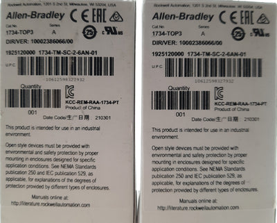 New Lot of 2 Allen Bradley 1734-TOP3 Ser A Input/Output Module Base, DIN Rail