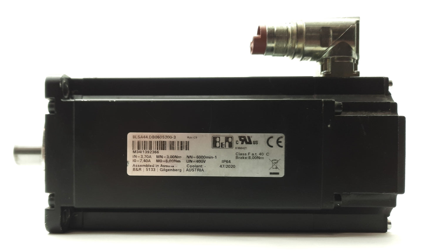 Used B&R 8LSA44.DB060S200-3 Servo Motor, 1.8kW, 6,000RPM, 3Nm, 3PH 400V, 100mm Frame