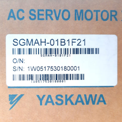 New Yaskawa SGMAH-01B1F21 AC Servo Motor, .1kW, 3000RPM, ,318Nm, 3PH 100VAC 2.4A