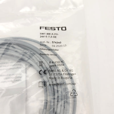 New Festo SMT-8M-A-P0-24V-E-7,5-0E T-Slot Proximity Sensor PNP N.C., 5-30VDC