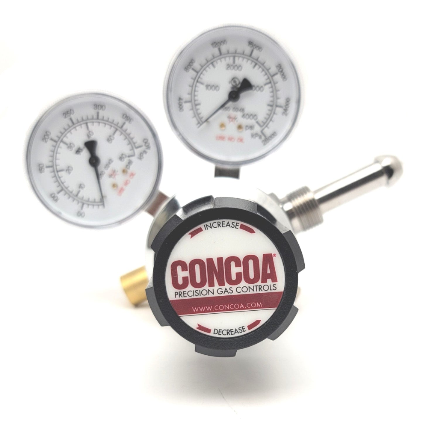 Used Concoa 2122301-01-580 Dual Stage Regulator 4000PSIG, 0-40PSIG, 1/4"FPT, CGA 580