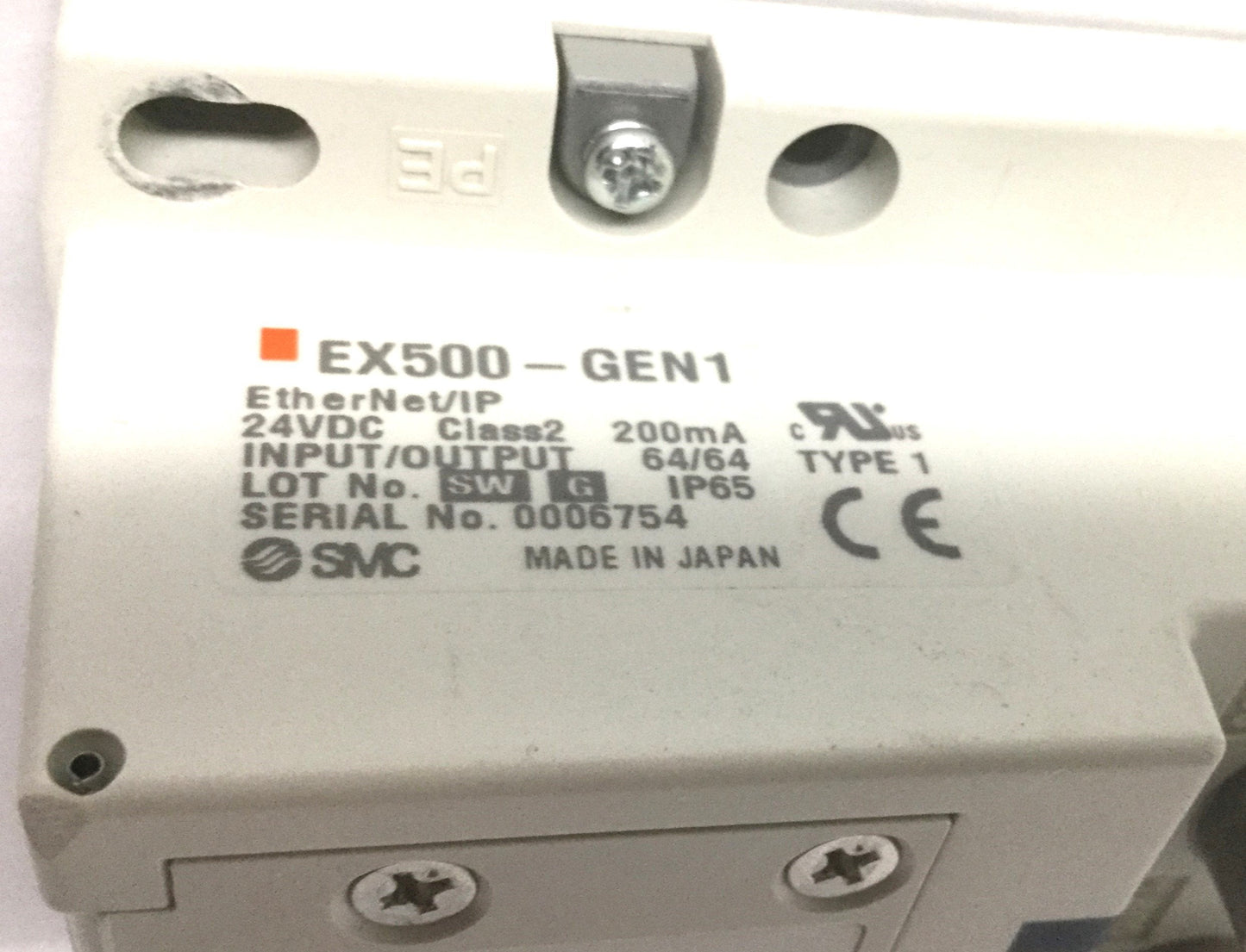 Used SMC EX500-GEN1 Serial Gateway Unit, EtherNet/IP, 24VDC 200mA, 64-Point I/O