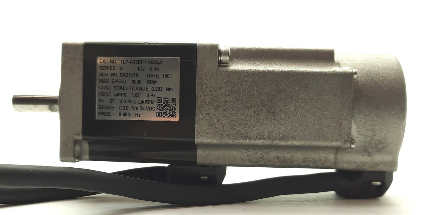 Used Allen Bradley TLY-A130T-HK64AA Kinetix Servo Motor, .14kW, 3Ø 230VAC, Ø8mm Shaft