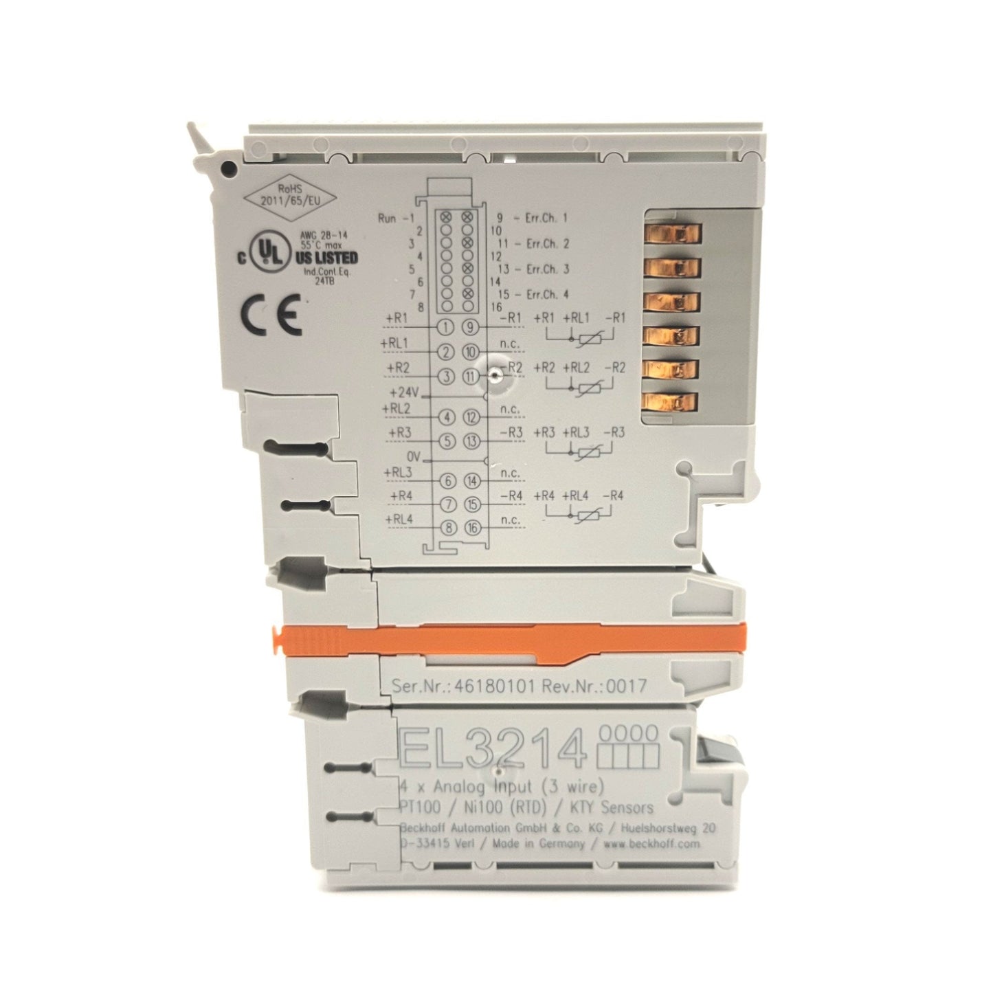 New Beckhoff EL3214 EtherCAT 4-Channel Analog Input Temperature RTD Module 16 bit