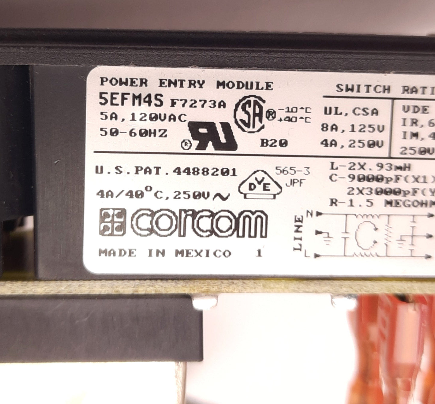 Used Zebra 5EFM4S 40628 Power Entry Module & Transformer for Z140LM/Z140Xi