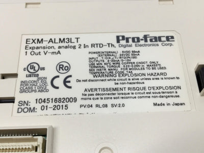 Used Pro-Face EXM-ALM3LT Analog I/O Expansion Module 2-Ch TC RTD PT100 In, 1-Ch Out