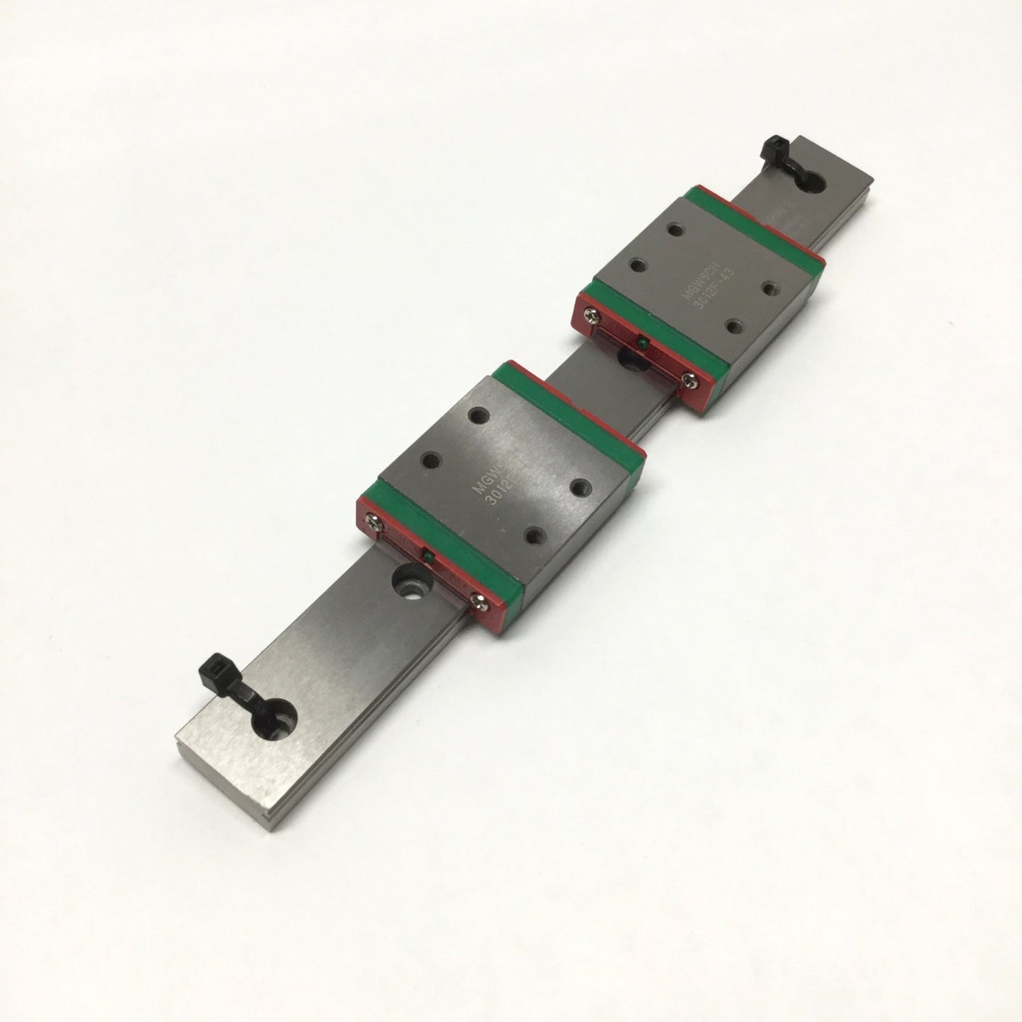 Used Hiwin MGW9CH (x2) Ball Bearing Carriage Block Slides on 170mm Linear Guide Rail