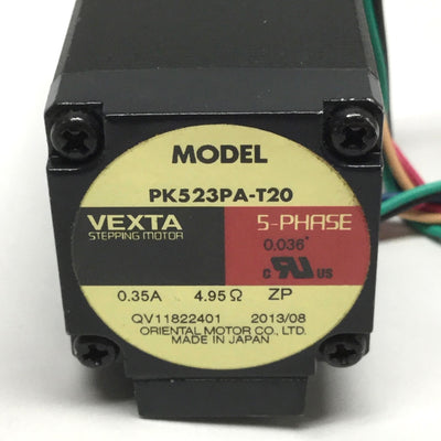 Used Oriental PK523PA-T20 Vexta 5-Phase Geared Stepper Motor, 0.036ø Step, 56oz-in