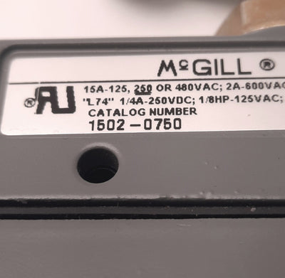 Used Mcgill 1502-0750 Roller Lever Switch 600v AC 250v DC, 2.5-6.68N , SPDT