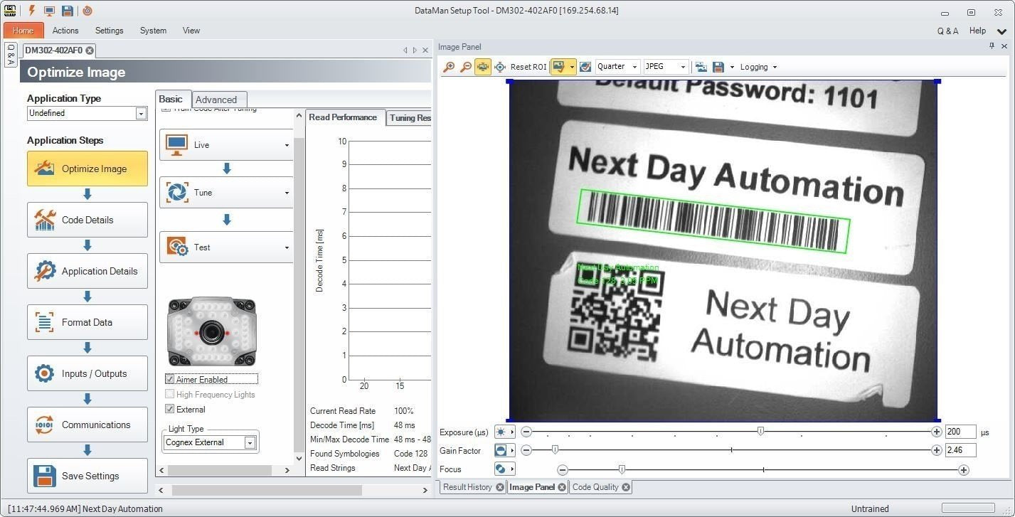 Used Cognex DM302X Dataman Barcode Scanner Liquid Lens 1280x1024@60FPS 1D/2DMax 24VDC