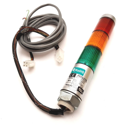 Used Patlite MPS Signal Tower Light, Red Amber Green, 24VAC/DC 0.2A, 30mm Diameter