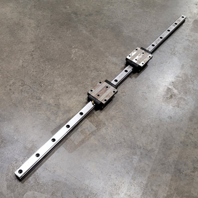 Used 2 THK HSR45LC Linear Block On 1600mm Rail, Block Dimensions: 60x120x170mm