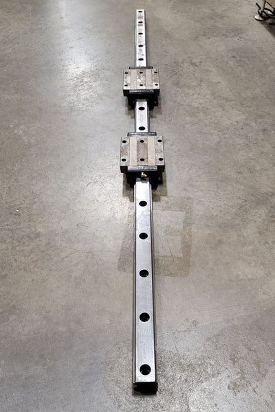 Used 2 THK HSR45LC Linear Block On 1600mm Rail, Block Dimensions: 60x120x170mm