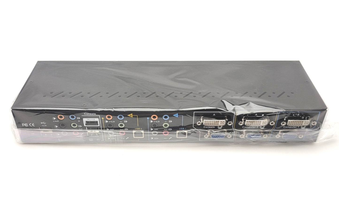 Used LinksKey LDV-DM712AUSK 2-Port USB KVM Switch With Cables Dual Monitor DVI+VGA