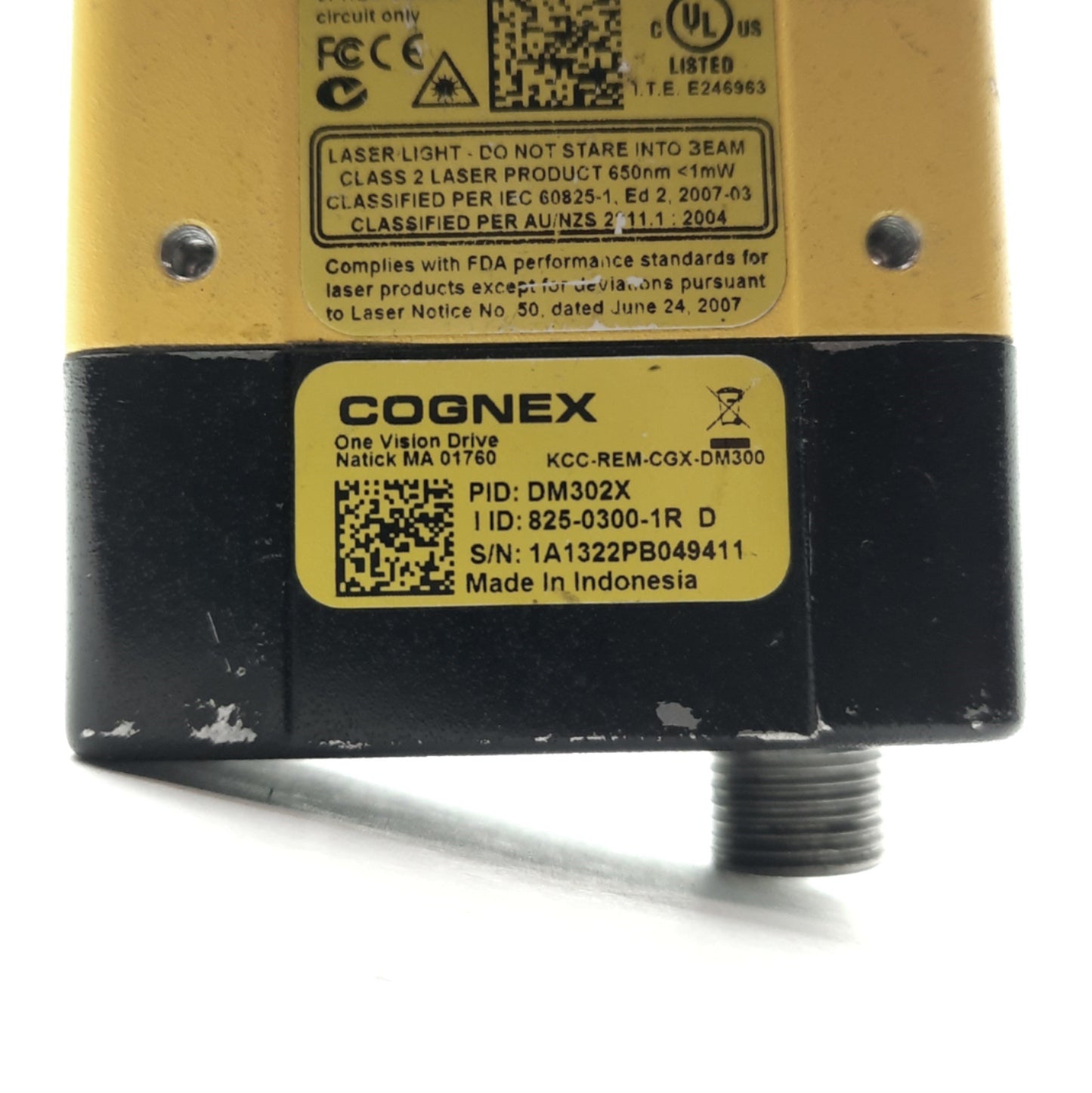 Used Cognex DM302X Dataman Barcode Scanner Body, 10.3mm M12 Lens, 1280x1024, 24VDC