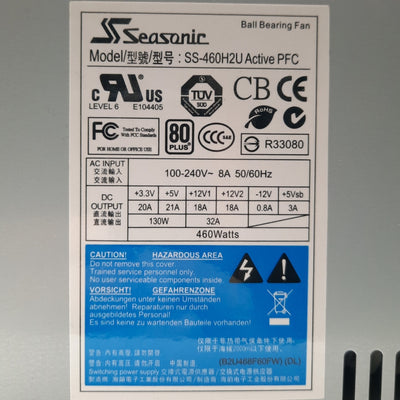 Used Seasonic SS-460H2U Computer Power Supply 2U ATX 460W 5x Molex 4x SATA 100-240VAC