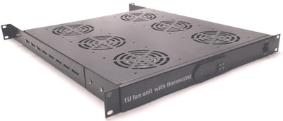 Used Fibertronics CFA-12-06 1U Fan Unit with Thermostat, 19" x 1U In, 6 Fans