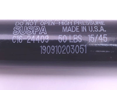 Used Suspa C16-24409 Gas Spring 50Lb Force, 9.8" Length Extended, 3.1" Stroke