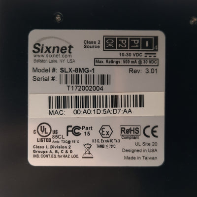 Used Red Lion SLX-8MG-1 Sixnet Managed Switch, Gigabit Ethernet, 8-Port, 10-30VDC