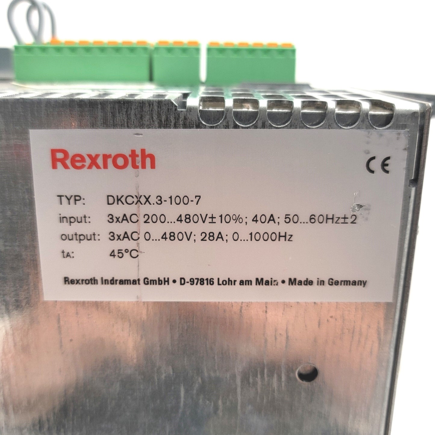 Used Rexroth Indramat DKC02.3-100-7-FW Servo Drive 100A, 200-480VAC 3-PH, 0-1000Hz