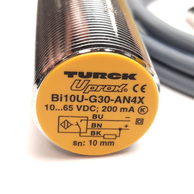 New Turck Bi10U-G30-AN4X Inductive Proximity Sensor, 10mm, 10-65VDC, NPN N/O, M30