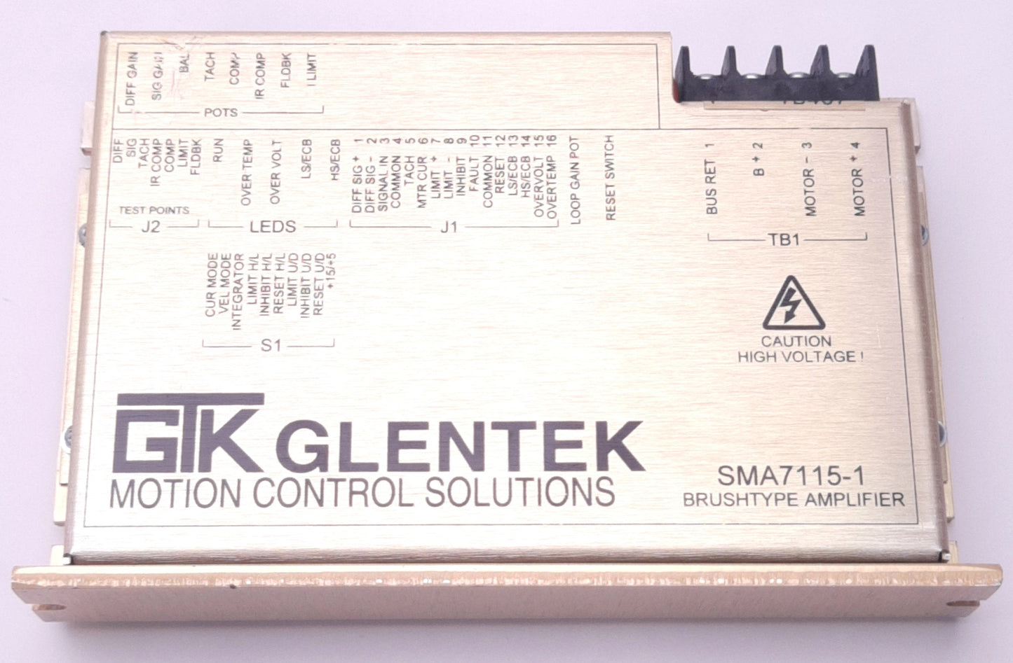 Used Glentek SMA7115-206-008F-1 Brush-Type Amplifier Module 30-220v DC 15A Cont