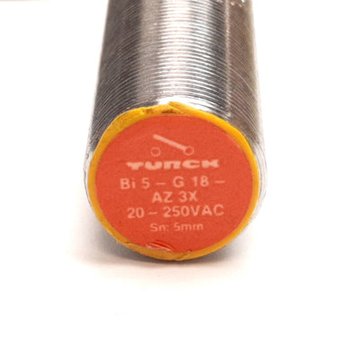 Used Turck Bi5-G18-AZ3X Inductive Proximity Sensor, 5mm, 20-250VAC, 5-500mA, M18 0.5m