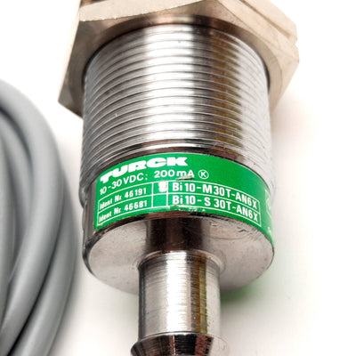 New Turck Bi10-M30T-AN6X Inductive Proximity Sensor, 10mm, 10-30VDC, NPN N/O, M30