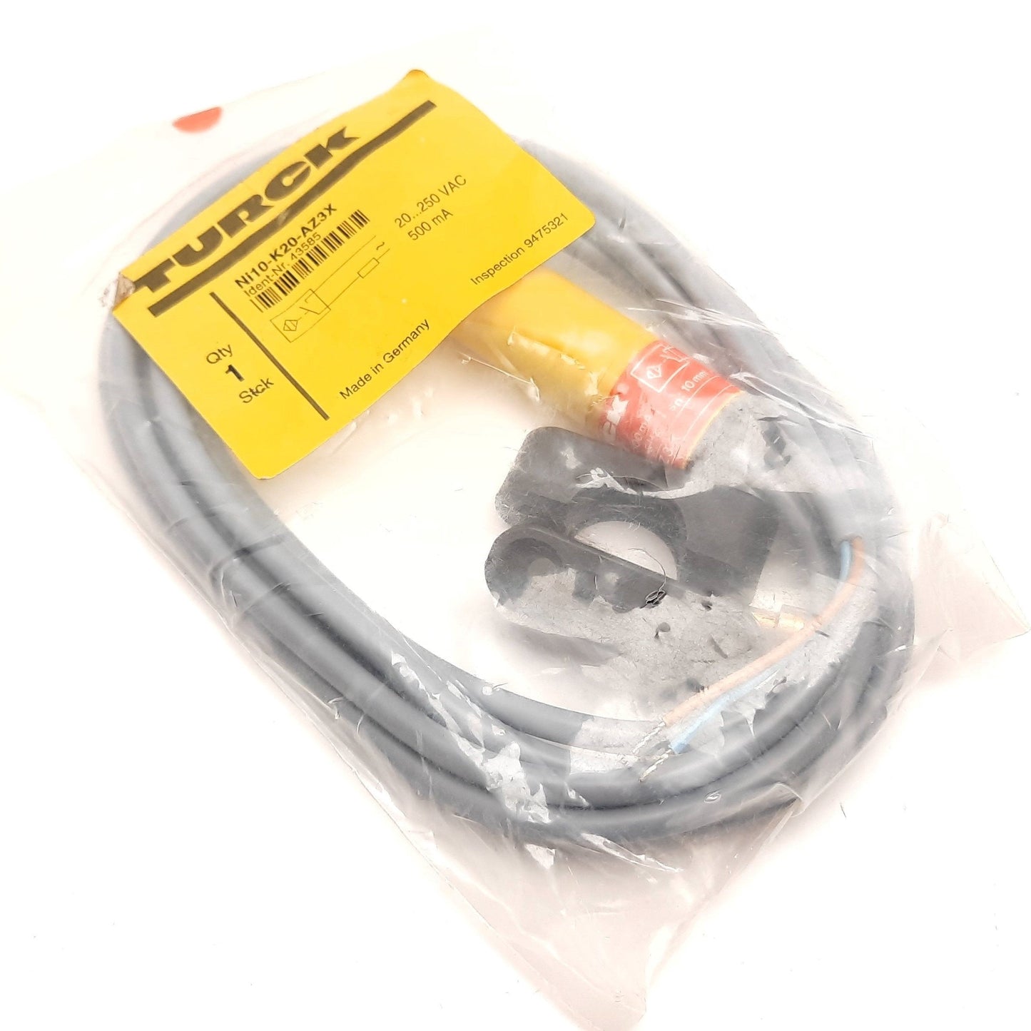 New Turck Ni10-K20-AZ3X Inductive Proximity Sensor, 10mm, 20-250VAC, 20mm Barrel