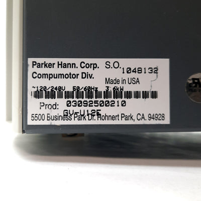 Used Parker GV-U12E Gemini Servo Motor Drive, 1-Axis, 170/340VDC 12A Bus, 120/240VAC