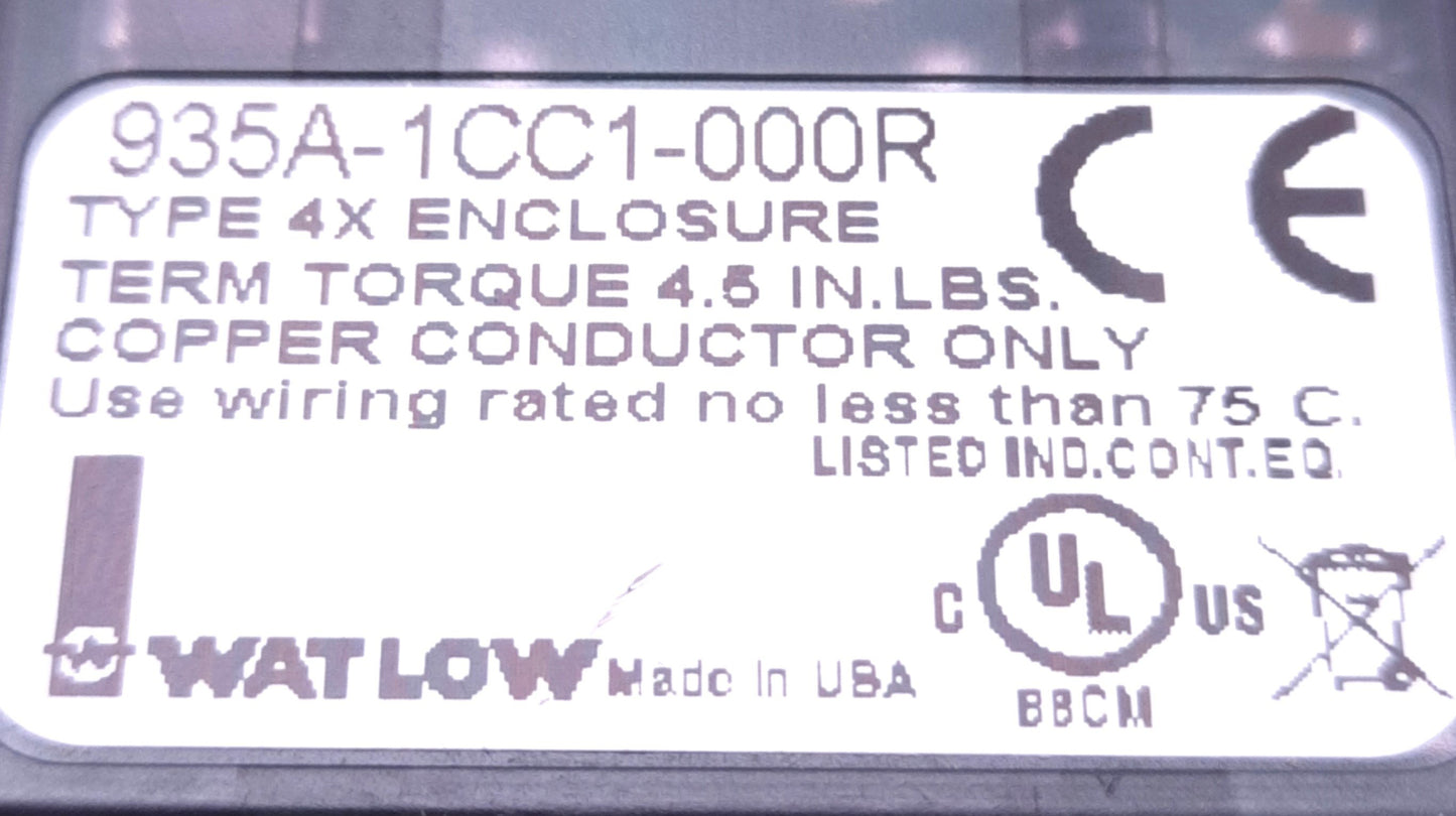 Used Watlow 935A-1CC1-000R Temperature Controller 24v Line/Load, TC/RTD Input, DC Out