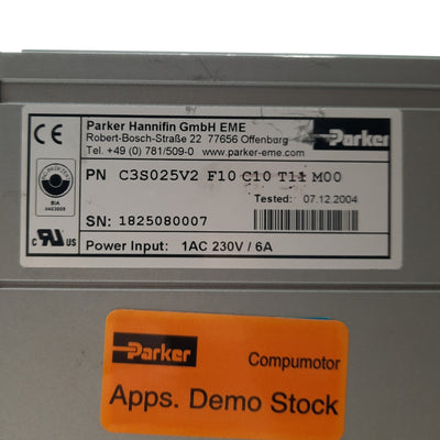 Used Parker C3S025V2 F10 C10 T11 M00 Compax3 Servo Drive 1-Axis 2.5A 1? 230VAC/24VDC