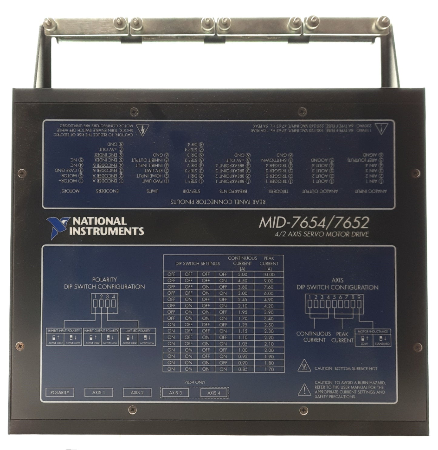 Used National Instruments MID-7654 Servo Drive, 4-Axis, Out: 48VDC 5A, In: 120/240VAC