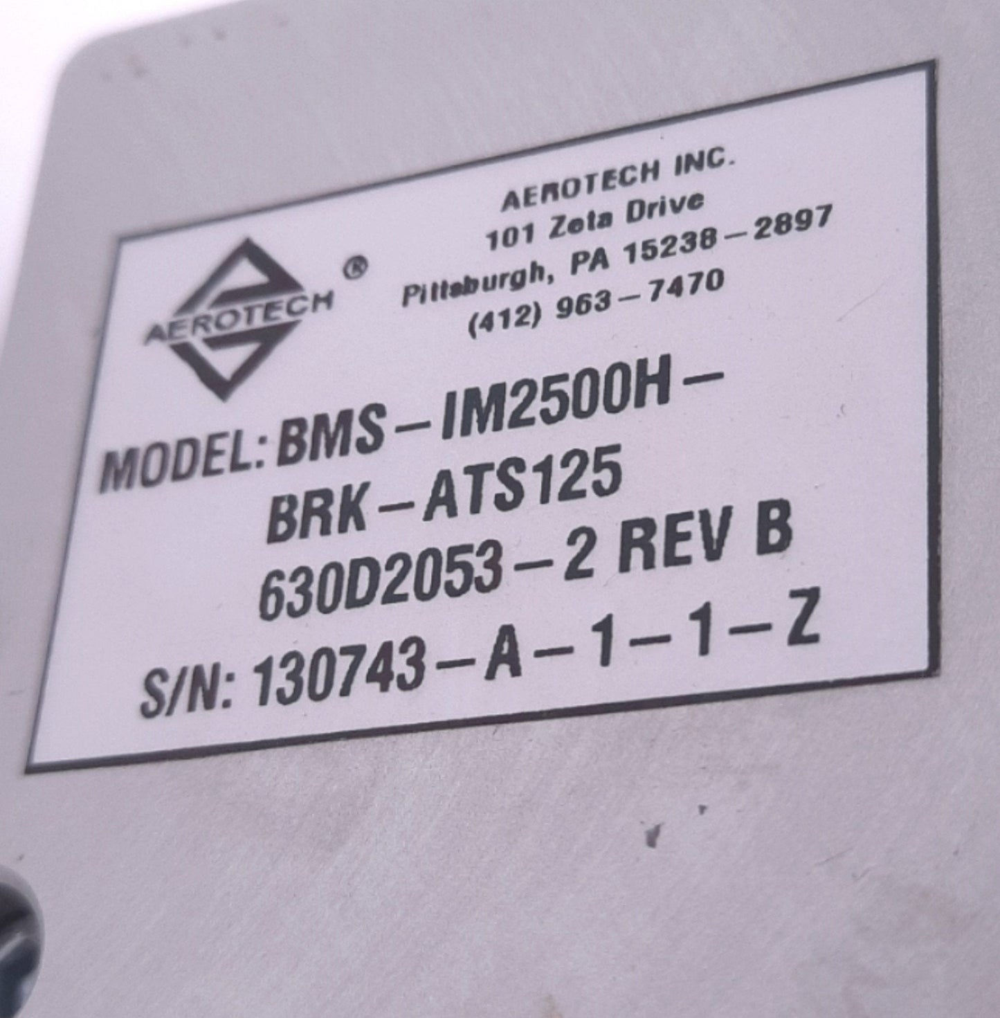 Used Aerotech ATS125-100-TTM-05S-NC-IM2500H-BRK-3 Positioner/Motor 100mm Travel