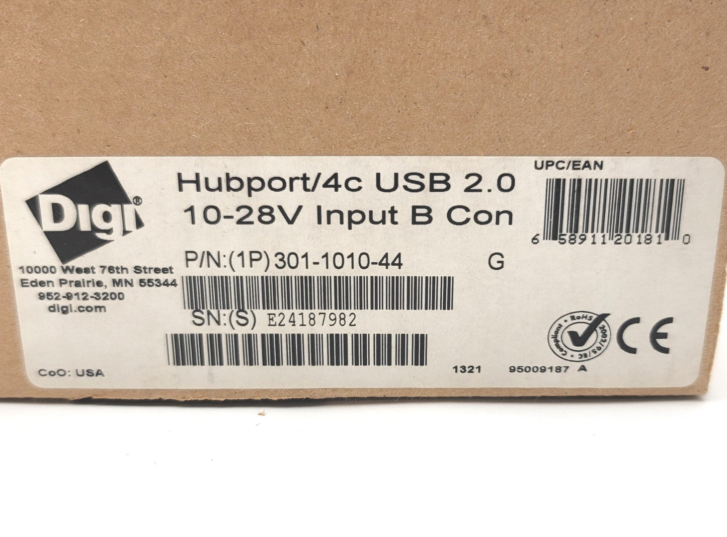 New DIGI 301-1010-44 HUBPORT Switched USB 2.0 Hub 4-Port 10-28V 4x Type A 1x Type B