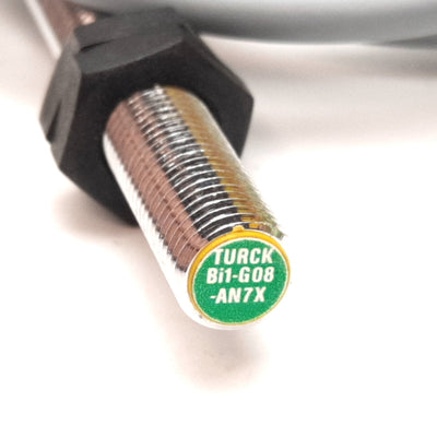 Used Turck Bi1-G08-AN7X Inductive Proximity Sensor, 1mm, 10-30VDC, NPN, M8, 3-Wire 1m