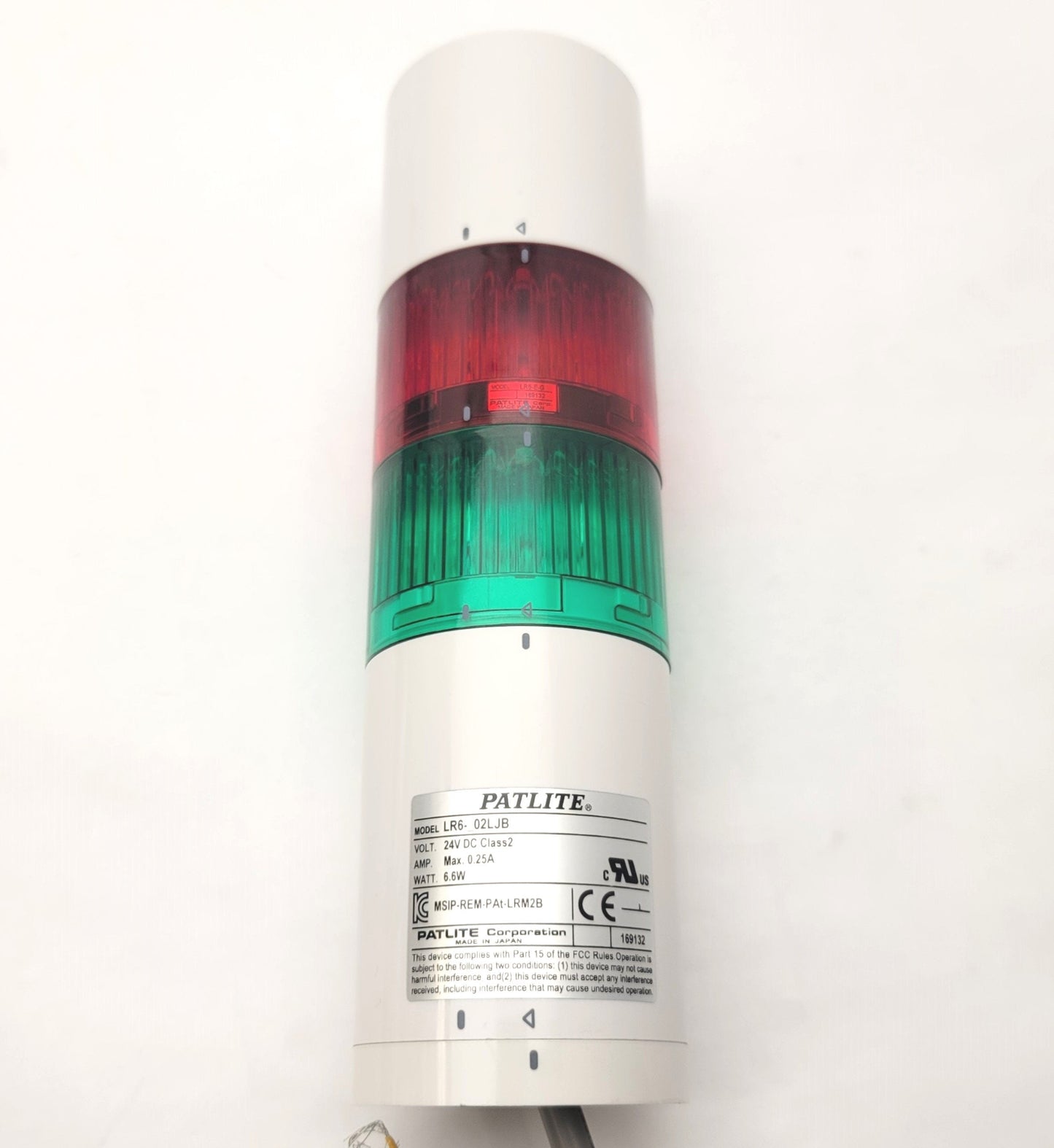 Used PATLITE LR6-202LJB-RG Pole Mount Signal Tower 24VDC, 60mm Red, Green, Buzzer