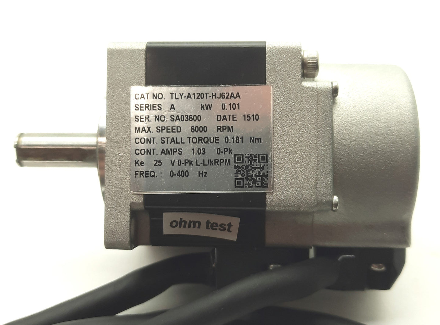 Used Allen Bradley TLY-A120T-HJ62AA Kinetix Servo Motor .101kW 6000RPM 3Ø 230VAC