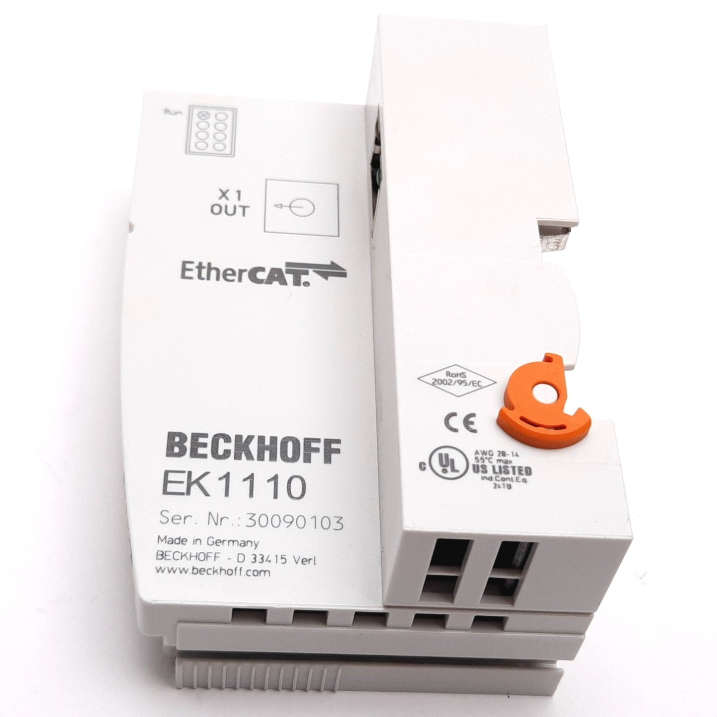 Used Beckhoff EK1110 EtherCAT Extension Terminal, 100 Mbit/s, Connection: RJ45