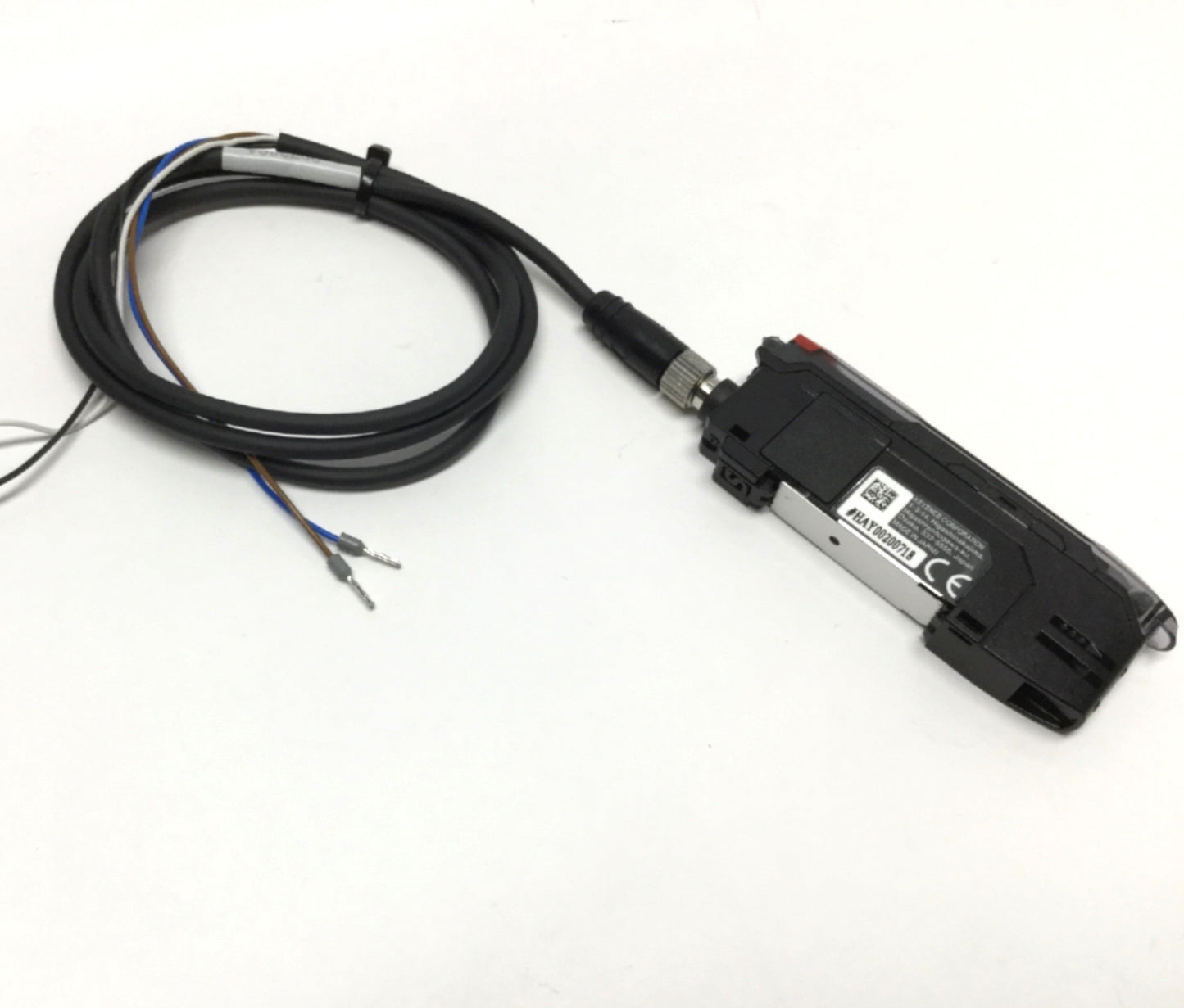 Used Keyence FS-N41C Digital Fiber Optic Sensor, 10-30VDC, PNP NPN, 4-Pin M8 w/Cable