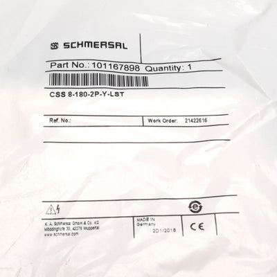 New Schmersal CSS 8-180-2P-Y-LST Safety Sensor, Inductive, 24VDC, 8mm, PNP Outputs