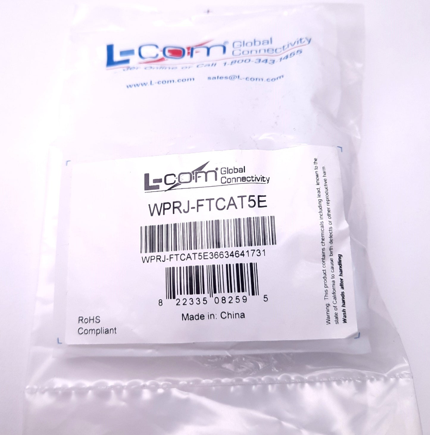 New L-Com WPRJ-FTCAT5E Shielded Panel Mount RJ45 Coupler, 2.8mm Max, IP67