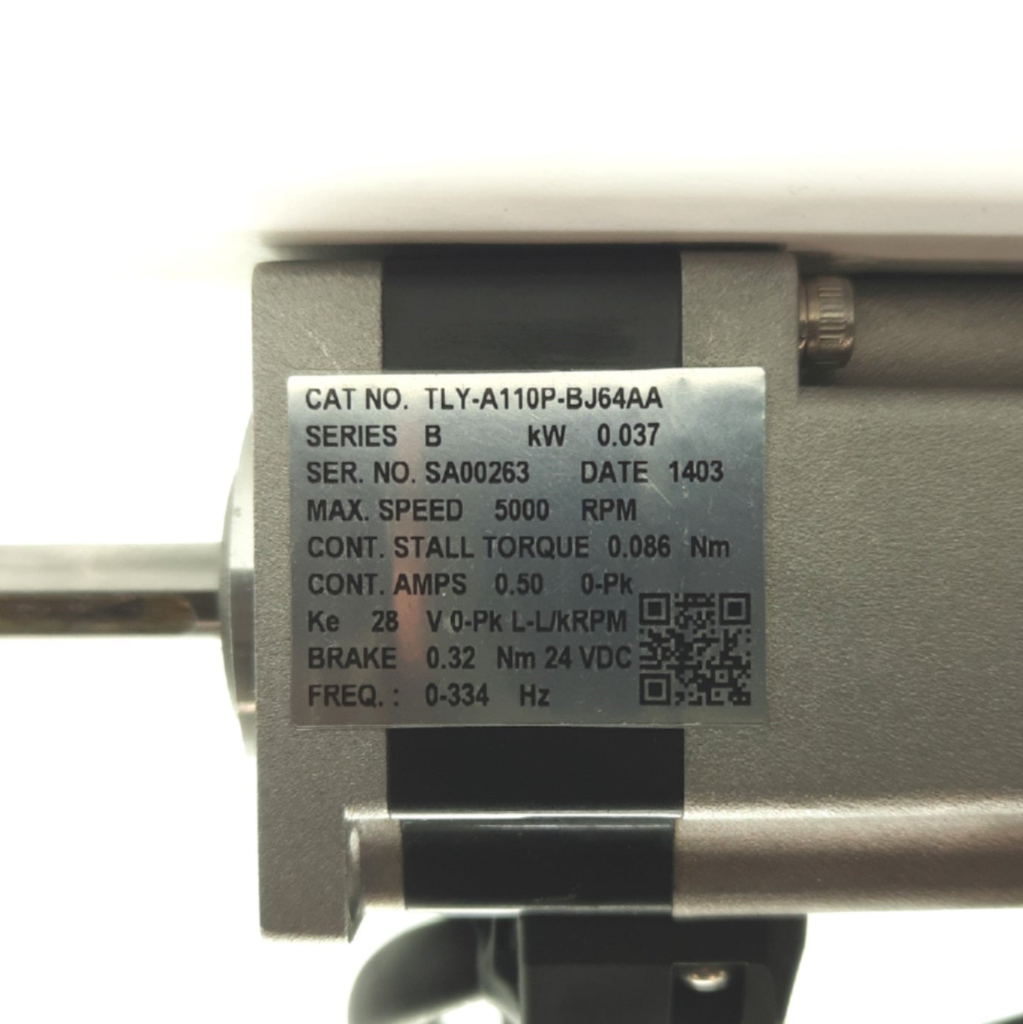 Used Allen Bradley TLY-A110P-BJ64AA Kinetix Servo Motor .037kW .086Nm Ø8mm Shaft 230V