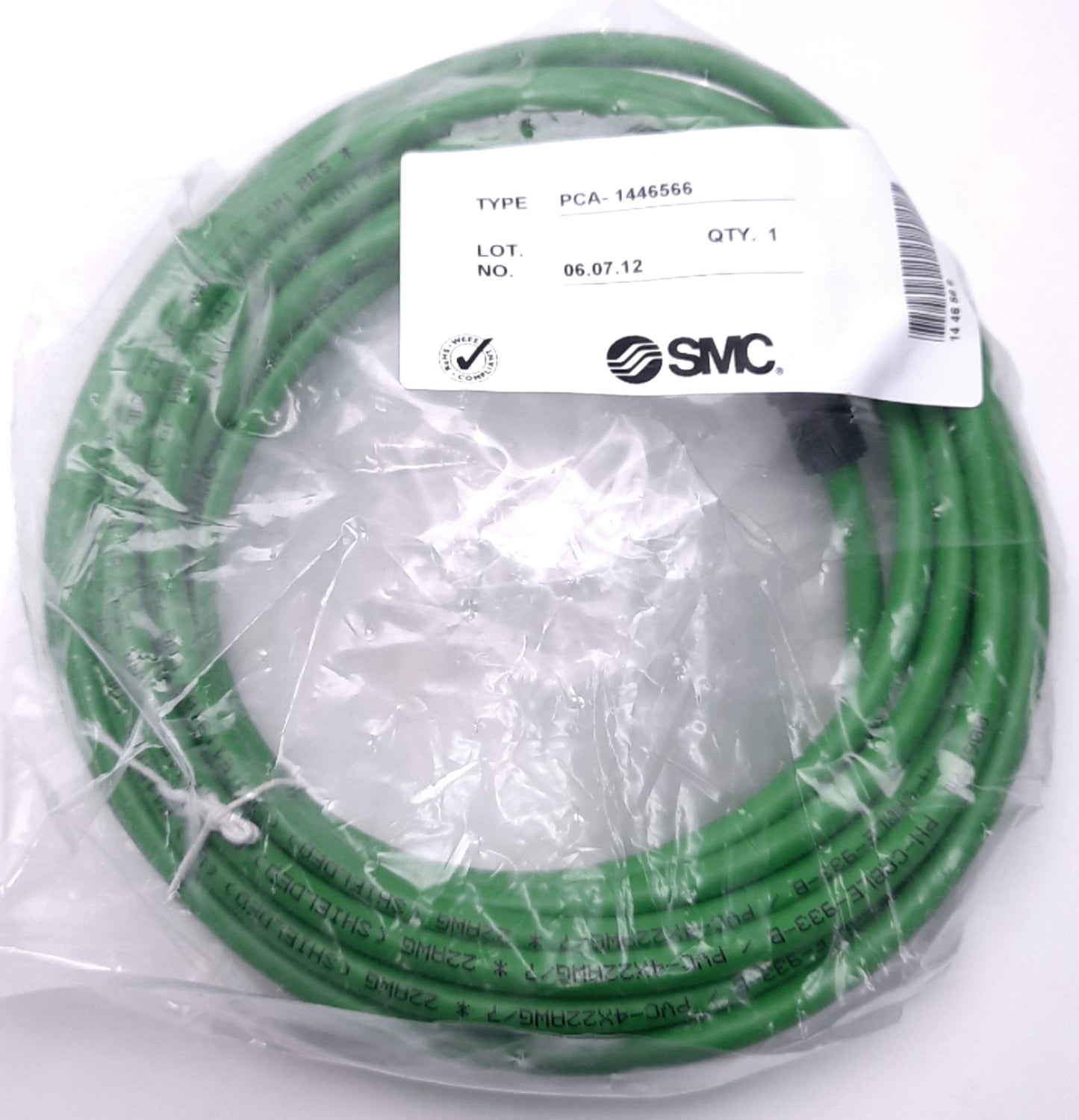 New SMC PCA-1446566 Communication Cable EX500, 4-Pin M12 to Flying Leads, 5m Length