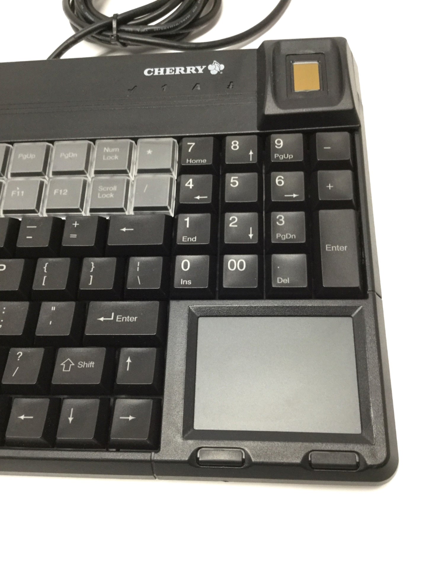 Used Cherry G86-62431 Compact USB Keyboard Touchpad Fingerprint Biometric Scanner