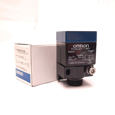 New Omron E2QW-N15T1-MN3 Proximity Sensor Shielded, 20-150VDC/VAC, 3 Pin Male, N.O