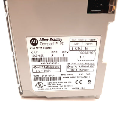 Used Allen Bradley 1769-HSC CompactLogix High Speed Counter Module, In: 2.6-30VDC