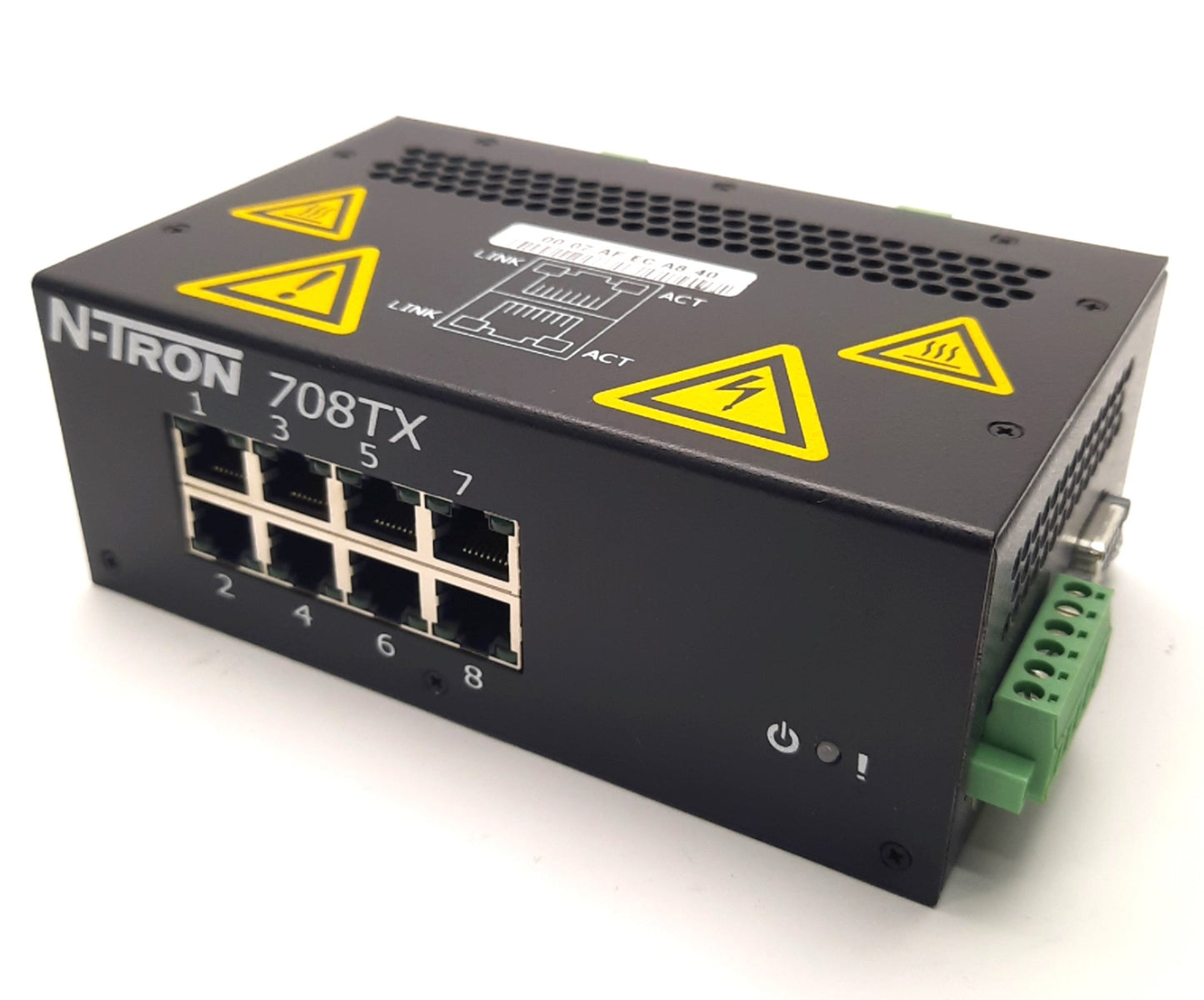 Used Red Lion N-Tron 708TX Managed Ethernet Switch 8-Port 10/100Mbps, 10-30VDC 0.25A