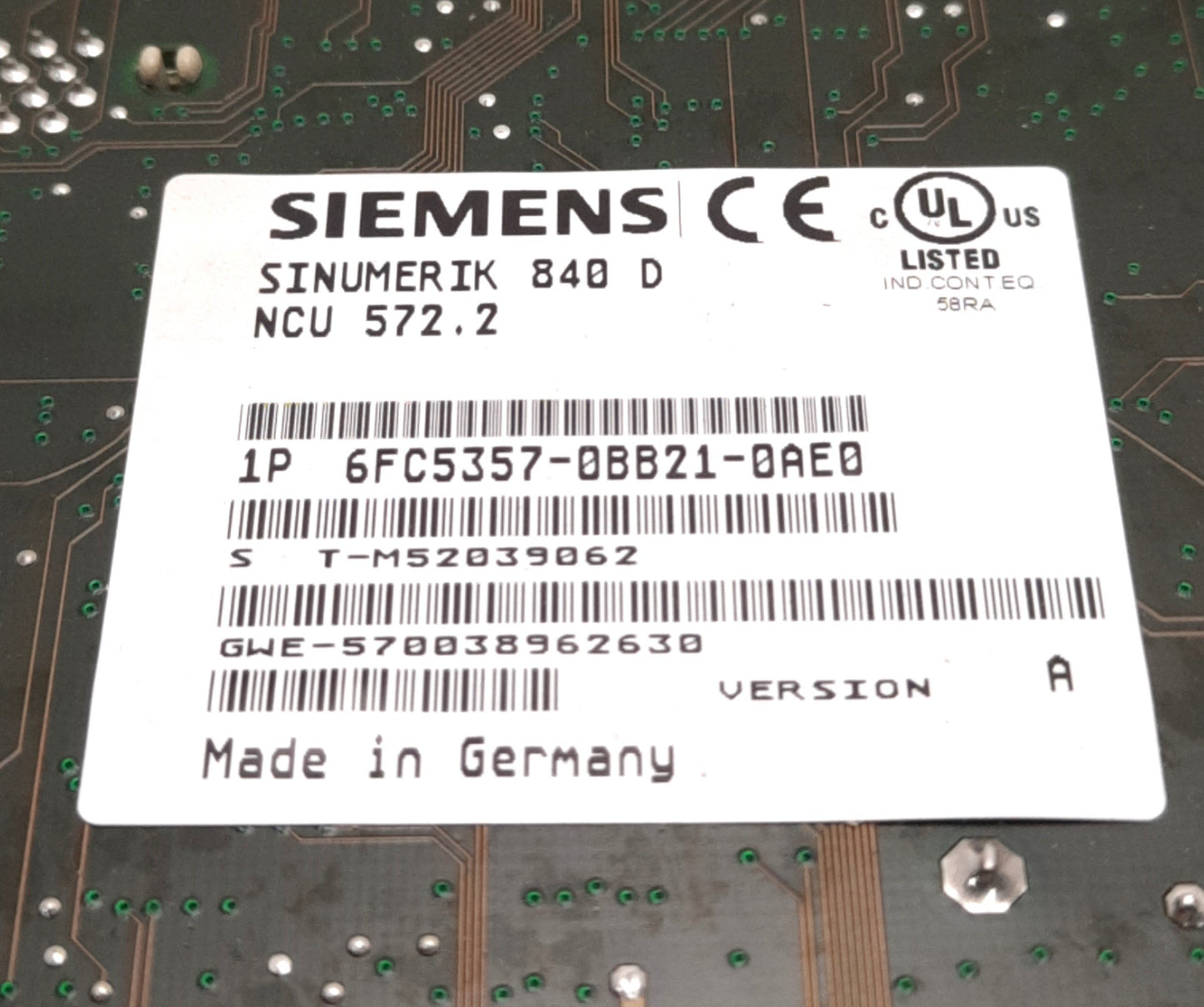 Used Siemens 6FC5357-0BB21-0AE0 Sinumerik 840D NCU Processor Profibus DP/MPI Bus I/O