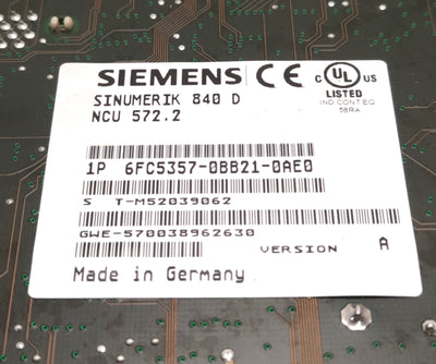 Used Siemens 6FC5357-0BB21-0AE0 Sinumerik 840D NCU Processor Profibus DP/MPI Bus I/O